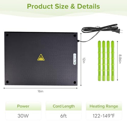 Tetuga Chick Heating Plate - 12 x 16 Inch Chicken Heater Plate for Chicks with Adjustable Height & Angle - 30W Safer Than Brooder Lamp Warms Up to 40 Chicks - size: 12x16 Inch