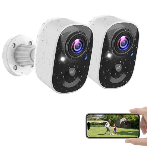 Vicohome Security Cameras Wireless Outdoor, 2K Battery Powered WiFi Cameras for Home Security with AI Motion Detection, Spotlight Color Night Vision, IP66 Weatherproof 2-Way Talk Siren Alarm, 2 Pack - size: Battery Cam(2 Pack)