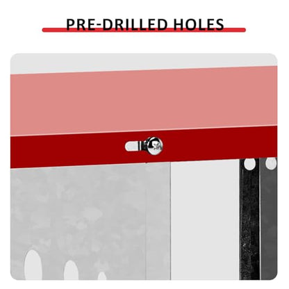 Chicken Nesting Boxes for Laying Eggs, 2-Tier 6 Compartment Roll Out Ducks Poultry Hens Nest Box with Lid Cover, Rolling Egg Collection Protection Chicken Coop for 6 Up to 24 Chickens, Silver and Red