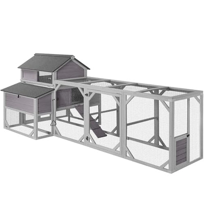 Aivituvin Large Chicken Coop 118" L Hen House Duck Cage for 8-10 Chickens 41.3 ft² with Spacious Run, 6 Nesting Box, 6 Raised Perches - size: 118.1"L x 53.5"W x 49.5"H