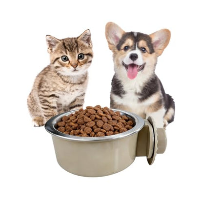 2Pcs Pets Lightweight Stainless Steel Bowl,Removable Stainless Steel Pet Hanging Food Water Feeder Bowl for Puppy Dog Cat Rabbit Ferret Bird Gunea Pigs (Medium) - size: Medium