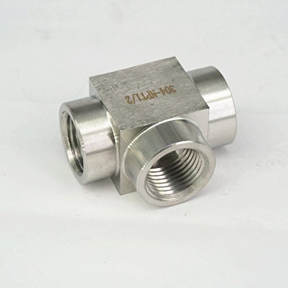 1/2" NPT Female Tee 3 Way Pipe Fitting 304 Stainless Steel Water Gas Oil - style: 1/2" NPT