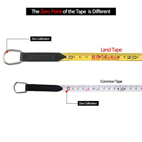 LAND 100FT/30M Heavy Duty Fiberglass Tape Measure - 1/2-Inch Wide, Dual Inch/Metric Scale, Durable Open Reel Measuring Tape for Surveying, Engineering, Runway Construction - size: 30.5 m
