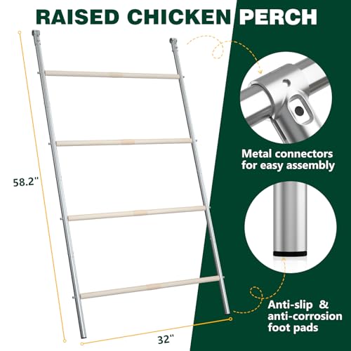 Chicken Perch Roosting Bars for Coop Farm Chicken Toys Roost Ladder for Backyard Poultry (58.2" L x 32" W) - color: 1 Pack