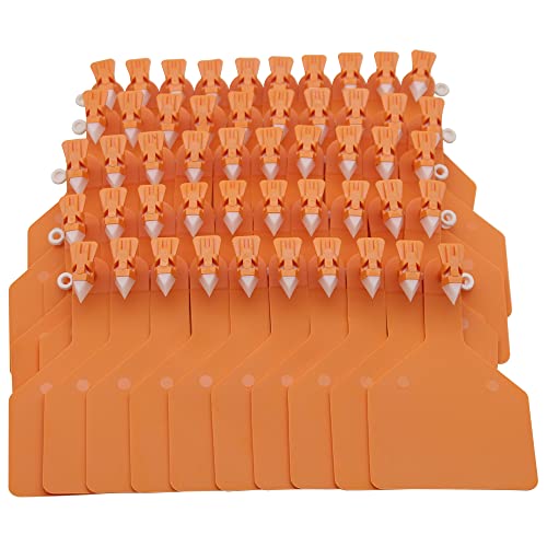 50 Count TPU Blank One-Piece Cattle Ear Tags, Z Blank Ear Tags, Large Livestock Identification Tags for Cattle,Cow,Sheep,Hog（4.3” L×3”W ） (Orange) - style: Orange