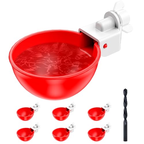ZenxyHoC Chicken Waterer Cups, 7 Pack Automatic DIY Chicken Water Bowl with 3/8'' Hole Saw for Bucket, Trough - Poultry Drinking Valve, Easy Install - size: 7 Pack