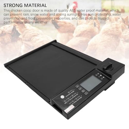 Aramox Light Sensor Automatic Chicken Coop Door, Solar Powered with Safety Mechanism & Weatherproof Design, Timer Reminder for Poultry