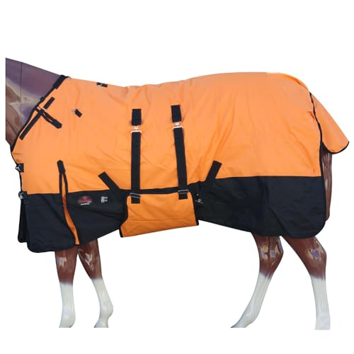HILASON 1200D Winter Waterproof Poly Horse Blanket Belly Wrap | Turnout Blankets for Horses - color: Orange Black, size: 72 In