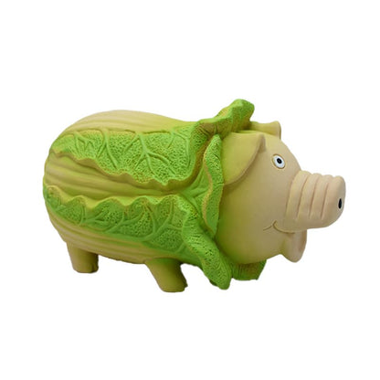 Dog Latex Toy, Funny Pig and Vegetable Design with Built-in Squeaker for Chewing, Floating, and Interactive Play (Cabbage Pig) - color: Cabbage pig