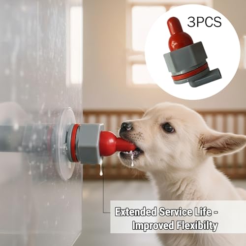 Goat Bottle Nipples, 3-Pack Goat Nipples, Rubber Baby Bottle with Anti-Reflux Valve for Lambs, Calves, Puppies & Kittens - Easy to Install & Clean