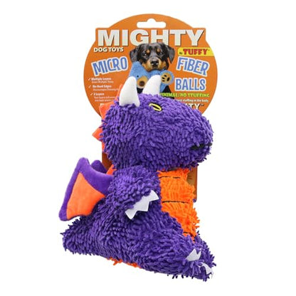 MIGHTY® 2 Pack Microfiber Medium Dragon Dog Toys | Ultra Durable Plush Toy with Multiple Layers & Reinforced Seams , Washable and Floats , Mighty® Construction - color: 2PK Purple Dragon