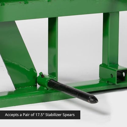 Titan Attachments UA USA Made Hay Frame Attachment, 39" Hay Spear and Stabilizers, Fits John Deere Global Euro Tractors, Rated 4,500 LB