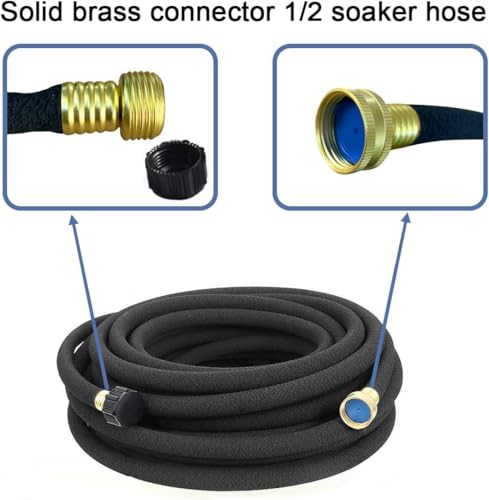 Soaker Hose 1/2" 15ft Rubber Garden Soaker Hoses, Water Seeper Round Drip Hose, Heavy Duty Drip Irrigation Hose For Vegetable, Lawn, Plants and Trees Watering - size: 1/2inch 15ft