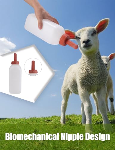 Calf Bottle with Nipple 2 Quart Plastic Milk Feeder for Calves Lambs Goats Farm Animal Nurser and Livestock Cow Feeding Kit