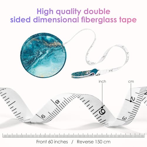 Sewing Tape Measure，Colour Printed Small Retractable Soft Measuring Tape for Tailor Cloth Fabric Body Measurements. - color: Blue Ocean