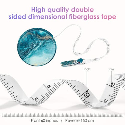 Sewing Tape Measure，Colour Printed Small Retractable Soft Measuring Tape for Tailor Cloth Fabric Body Measurements. - color: Blue Ocean