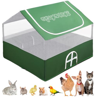 Small Animal Playpen,Rabbit Play Pen, Guinea Pig Cages for Indoor Outdoor,Portable Chicken Coop,Puppy Play Pen with Waterproof Floor for Guinea Pig,Chicken,Hamsters, Hedgehogs,Bunny, Green S - style: small