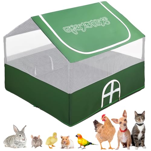 Small Animal Playpen,Rabbit Play Pen, Guinea Pig Cages for Indoor Outdoor,Portable Chicken Coop,Puppy Play Pen with Waterproof Floor for Guinea Pig,Chicken,Hamsters, Hedgehogs,Bunny, Green S - style: small