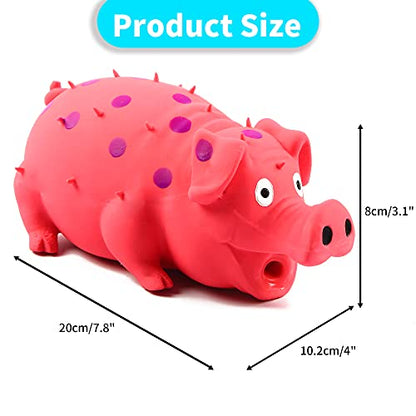3-Pack Squeaky Pig Dog Toys - Durable Rubber Chew Toys with Oinking & Grunting Sounds for Small, Medium & Large Dogs - Interactive Latex Puppy Toy Set - color: Pink, Yellow, Blue