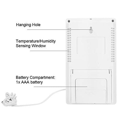 Digital Thermometer Hygrometer, with Water Proof Probe for Max Min Records, -40°C to 70°C Range for Indoor Outdoor Farm Aquarium Greenhouse Home