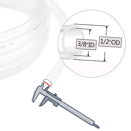 3/8’’ ID × 1/2’’ OD - 10 ft Clear Plastic Vinyl Tubing,Flexible PVC Hose Lightweight Non-Toxic vinyl Tube for Transfer Water Air Oil - size: 3/8'', style: 10 feet