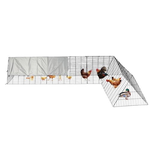 Expandable Chicken Run Tunnel with Weatherproof Cover, Portable Chicken Pen for Yard, Ducks & Rabbits, Adjustable Corner Frames for Custom Layouts