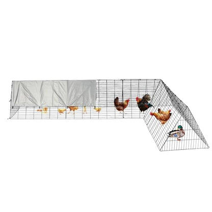 28" Height Metal Chicken Coop, Chicken Tunnels for Yard with Corner Frames & Waterproof Cover, Portable Chicken Run with 13 Ground Stakes & 40 Zip Ties, Poultry Cage for Outside Backyard, Hens,