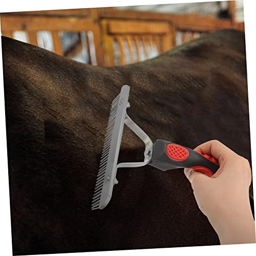 Luxshiny Durable Horse Hair Comb with Ergonomic Rubber Handle Metal Grooming Rake for Removing Soil and Shed Hair Non Slip Cleaning Brush for Easy Horse Coat Maintenance and Comfortable