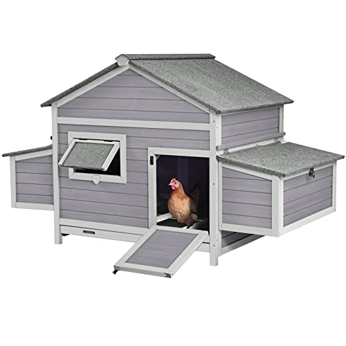 GUTINNEEN Chicken Coop Outdoor Hen House Duck Coop Rabbit Hutch Wooden Poultry Cage with 3 Perches,2 Sides Large Nesting Boxes