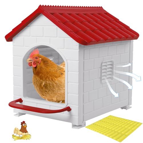 Nesting Boxes for Chicken, Plastic Single Compartment Chicken Nesting Box for Laying Eggs for Hens, Ducks and Poultry - Red - color: Red