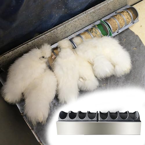 4 8 12 Holes Chicken Feeder with Removable Lid, Lightweight Anti-rust Water Trough Replacement Part, Feed Trough for Chicken Brooder(L40cm/15.7"(8 Slots)) - size: L40cm/15.7"(8 Slots)