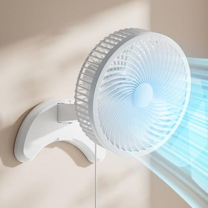 Koonie 8'' Wall Mount Fan, Quiet Small Wall Fan with Timer, 8.2ft Wired Remote, 80° Oscillation, 100° Adjustable, 3 Speeds High Velocity for RV Bedroom Kitchen Office Garage, White - color: White Fan, size: 8in