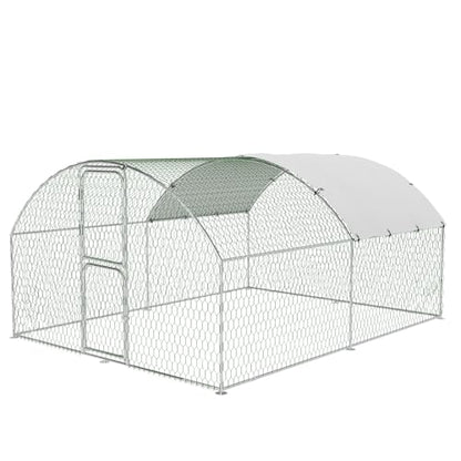 Large Metal Chicken Coop, Walk-in Poultry Cage, Large Chicken Run with Waterproof & Anti-Ultraviolet Cover, Chicken House with Double Lockable Doors for Outdoor 9.8x13.1x6.6Ft - size: 9.8' W x 13.1' D x 6.6' H