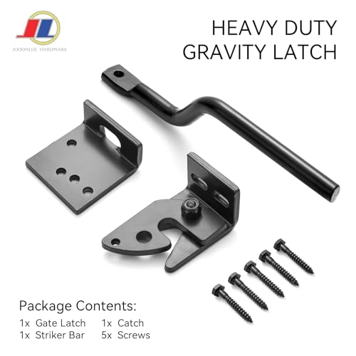 Heavy Duty Gravity Gate Latch, Self-Locking Black Gate Latch for Metal Gates & Wooden Fences, Adjustable Automatic Outdoor Gate Lock Hardware for Driveway, Farm, Garden & Yard - size: Heavy Gravity