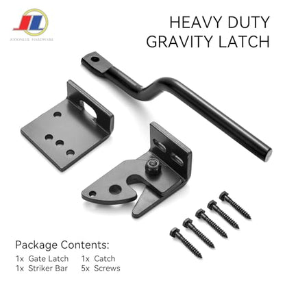 Heavy Duty Gravity Gate Latch, Self-Locking Black Gate Latch for Metal Gates & Wooden Fences, Adjustable Automatic Outdoor Gate Lock Hardware for Driveway, Farm, Garden & Yard - size: Heavy Gravity