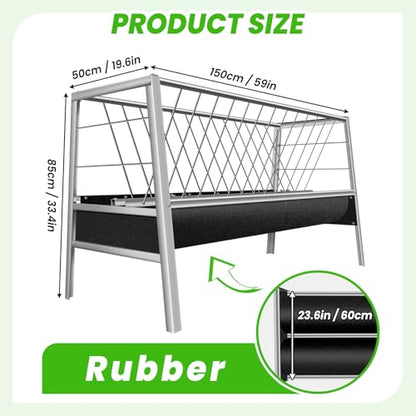 99 Gallon Pasture Hay Feeder, 2 in 1 Stainless Steel Goat Hay Feeder with Deeper Feeding Pan for Goat Sheep Horse, Detachable Livestock Feeder Ease of Assembly in Farm Outdoor (Black Rubber) - color: black rubber