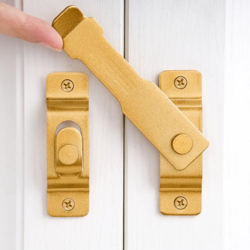INIRET Barn Door Latches，4.33”x 3.23” Gold Stainless Steel barn gate flip Door Latch Bi-fold Door Lock,Sliding Door Antique Lock Gate Latches Wine Cabinet Closet Door Latches - color: Big_Gold