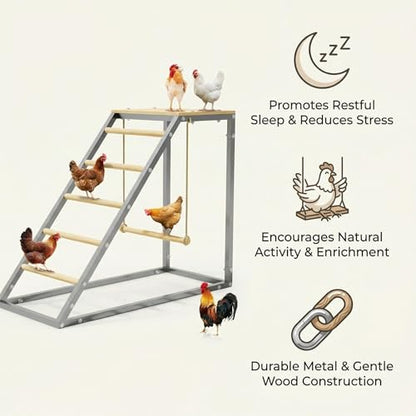 Chicken Roosting Bars, Chicken Perch with Swing, Backyard Poultry Farm, Chicken Coop Toys - Easy Installation & Cleaning, 37.6" l x 15.7" w x 27.5" h - size: 37.6"L x 15.7"W x 27.5"H