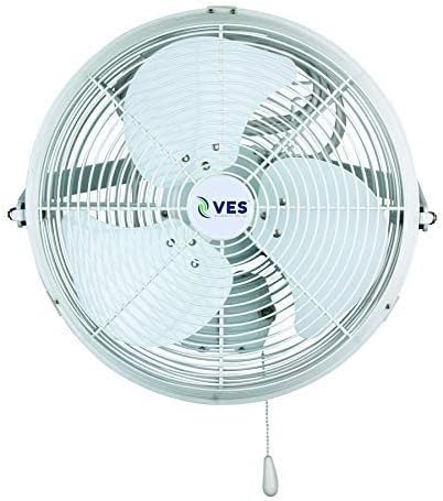 VES Moisture Resistant Outdoor Wall/Ceiling Mount Shop Fan/Industrial Basket Fan for Cooling and Ventilation (18 inch, White) - style: White