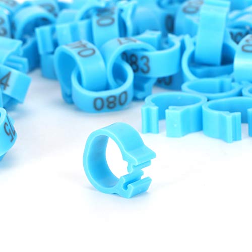 Gavigain 8mm Pigeon Leg Bands 0-100 Numbers Chicken Identification Leg Bands for Bantam Finch Dove Lovebird Coturnix Quail (Blue) - color: Blue