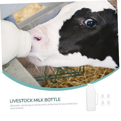 MERRYHAPY 2000ml Calf Nursing Bottle for Livestock 2L Calf Feeding Bottle with 4 Pacifiers Durable Milk Bottle for Calves Sheep and Goats