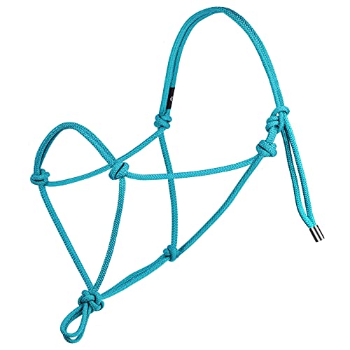 Harrison Howard Rope Halter for Horses - Super Sturdy Training Halter with 2 Knot 1/4" Stiff Cord - color: Turquoise, size: Weanling