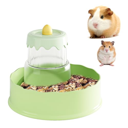 Mini&moe Hamster Food Bowl - Automatic Guinea Pig Feeder No Spill Storage Small Pet Food Dispenser for Gerbil, Rat, Chinchilla, Ferret, Hedgehog - color: light green