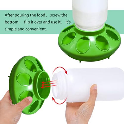 Chick Feeder and Waterer Set for Brooder - Adjustable Height (3 Levels) 0.3Gal Feeder & 0.4Gal Waterer - Automatic Poultry Kit for Baby Chicks, Ducklings