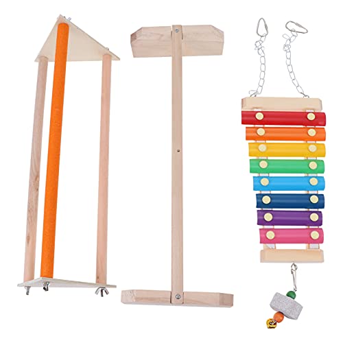 balacoo 1set Xylophone Chicken Perch Roosting Bar and Swing Accessories for Parrots Cockatiels and Birds Encourages Play and Physical Activity Coop