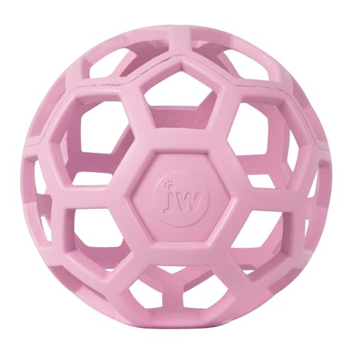 JW Pet HOL-ee Roller™, Dog Toy Puzzle Ball, Natural Rubber, Large (5.5” Inch Diameter), Pink - color: Pink, size: 5.5 Inch
