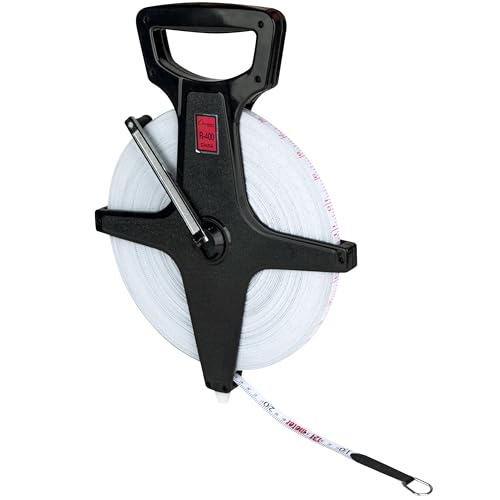 Champion Sports Open Reel Measuring Tapes – Durable Hand Crank with Metal Spike, Dual-Sided Feet & Meters, Perfect for Track & Field and Long Jump, 400 Feet/120 Meters - size: 120 m