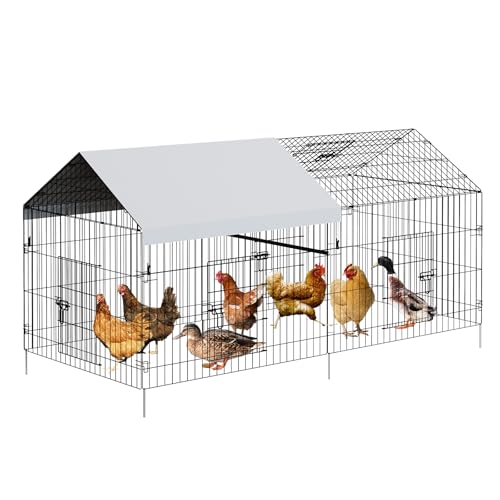 Large Metal Chicken Coop,86" x40x40 Heavy Duty Walk-in Chicken Runs with Waterproof and Anti-Uv Cover,Portable Poultry Cage Hen House Outdoor Backyard Farm Playpen Exercise Pen for Rabbit Duck - size: 86"L x 40"W x 40"H