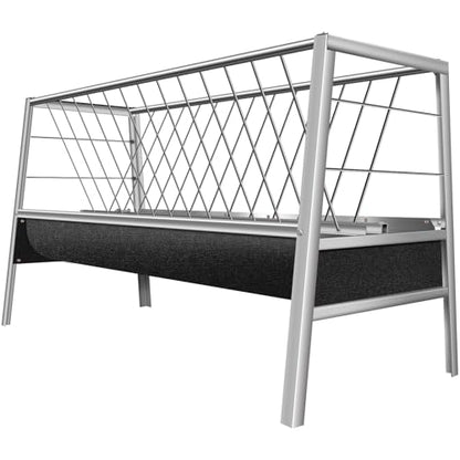 62" L Goat Hay Feeder 92 Gallon Large Capacity, Rubber 2-in-1 Hay & Grain Feeder for Goats, Sheep, Horses | Freestanding Outdoor Farm Livestock Feeder, Easy Assembly(Rubber Tray)
