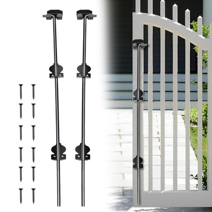 36" Gate Drop Rod for Double Gate,Heavy Duty Cane Bolt Drop Rod Hardware Ground Latch for Wooden Fences,Rust-Resistant Galvanized Steel Chain Link Fence Gate Latch - size: 36" (2 PACK)